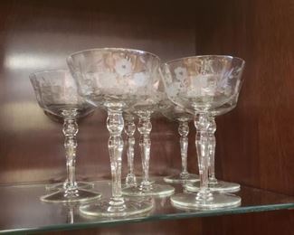 Etched Champagne saucers $24 for 8