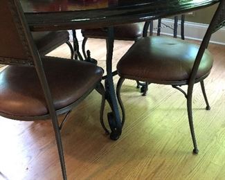 Wood and Iron Table w/ Iron Chairs 