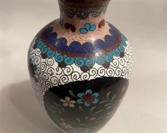    $20  each.         C101b   Cloisonne White enamel/floral vase 
(second vase)  6.5" h