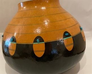    $125    
PO 303  Robin Anne Hunter Pottery,                      
9" h, 10"  dia, signed