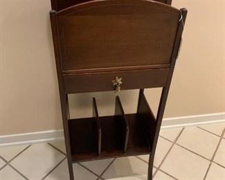  $50         Mahogany magazine stand 15” w x 36” h