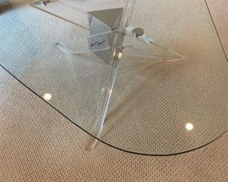$ 325         SW727  Glass top plexiglass table, 56" w x 
35" l x 28" h