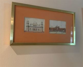 $50         Double print artwork, orange matting , brass frame
