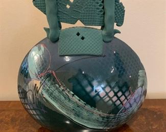 SW1005  Signed Turquoise Blue Sculpture