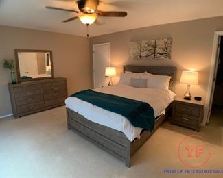 ASHLEY FURNITURE Bedroom Set in Driftwood Finish with Queen Size Bed (SERTA iComfort Hybrid Mattress)