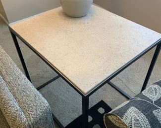 Square Marble Topped Side Table with Cast Iron Base