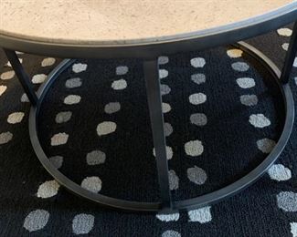 Round Marble Topped NESTING TABLES with Cast Iron Bases