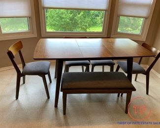 MCM Style Table and Chairs with Bench by YEO AIK WOOD