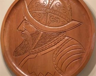 Large Wooden Wall Hanger - Spanish Conquistador 