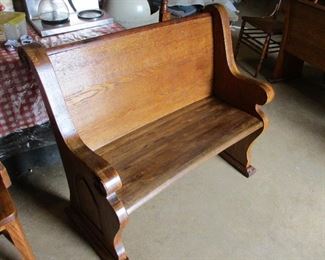 ONE OF 3 OAK CHURCH PEW