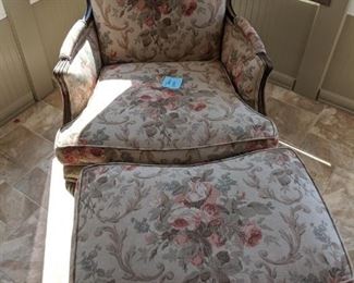 Another chair and ottoman combo - floral pattern and in an interesting shape