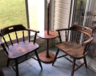 Captains chairs and floor lamp