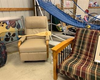 Leather rocker recliner, futon