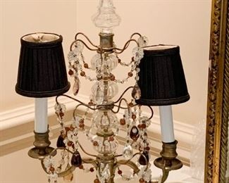 $200 - Pair of Double Candlestick Table Lamps with Crystals  