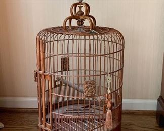 $95 - Vintage Chinese Bamboo Bird Cage 