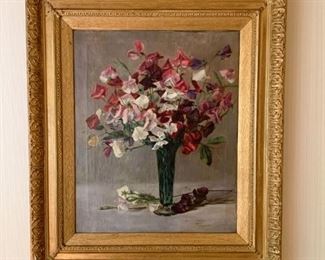 $350 - Antique Still Life Oil Painting, Framed and Signed Alice L. Vernon (1907)