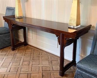 $1,000 - Asian Altar Console Table by Baker (85" L x 20" W x 35" H)