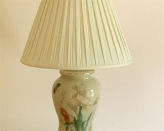 $120 - Asian Hand Painted Glass Table Lamp (32" H)