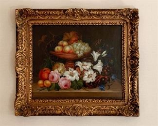 $800 - Antique Still Life Oil Painting, Framed and Signed E Steele (Edwin Steele), 1881