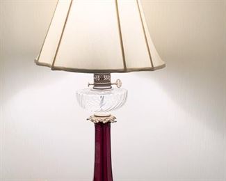 $500 for Pair - Antique Cranberry Crystal Table Lamps (2)