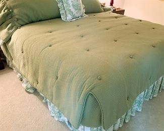 (another view of bed & custom bedding)