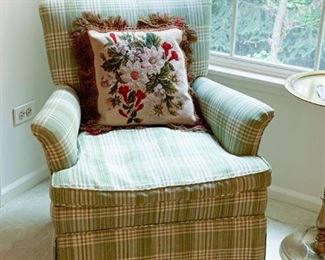 $150 - Green Plaid Upholstered Armchair