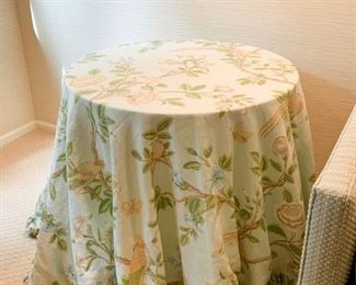 $65 - Accent Table with Ruffled Tablecloth
