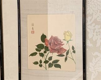 $120 - Framed Asian Painting #2 (Roses)