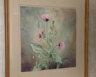 $125 - Framed Artwork, Signed Brigid Marlin (Poppies)