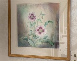 $125 - Framed Artwork, Signed B. Marlin (Poppies)