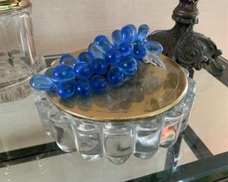 $45 - Vintage Decorative Vanity Jar Dish / Trinket Box with Grapes