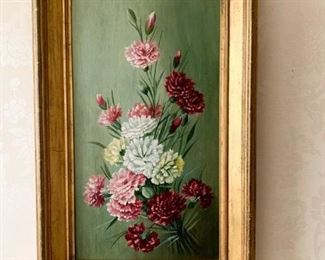 $100 - Artwork / Oil Painting - Still Life with Carnations