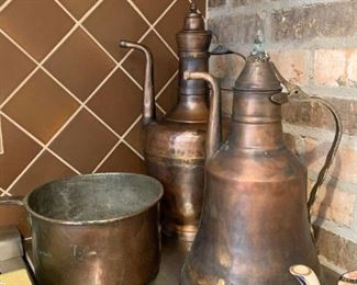 Vintage Turkish Copper Tea Pots / Ewers & Cooking Pot