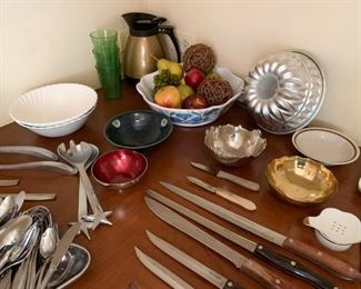 Flatware, Kitchen Utensils, Bowls, Baking Pans, Etc.