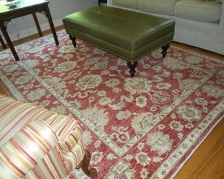 6' X 8' Wool Area Rug; Leather Ottoman from Porters