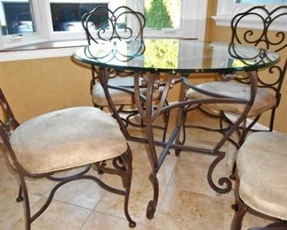 35" Diameter Glass Top Breakfast Set from Porters