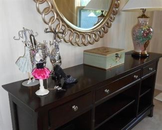 Wynwood Console; Large Round Designer Mirror from Porters