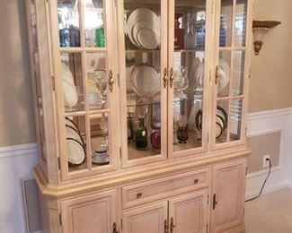 solid wood display cabinet that goes with dining table rosy beige color