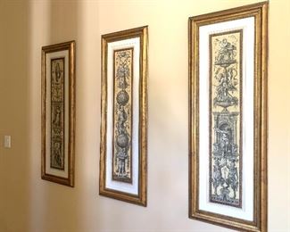 Set of 3 Trowbridge framed prints, length 49” by 17” wide