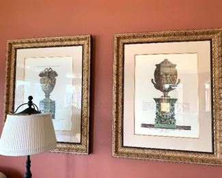 2 large framed “Piranesi Vase” antique prints 