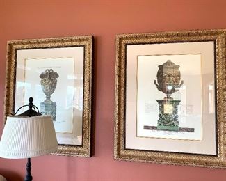 2 large framed “Piranesi Vase” antique prints