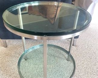 Swaim brushed stainless circular end table 