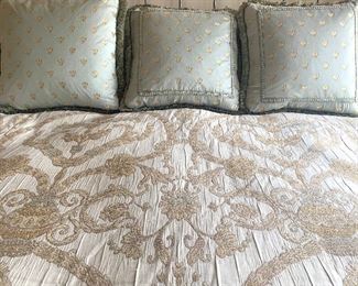 custom made (down-filled) king size duvet with a pair of pillow/shams...plus 3 beautiful  pillows