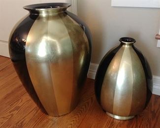 50% OFF TODAY! Large Pair of Black and Gold Ceramic Vases 15.5" by 21.5" and 10" by 15" Asking $395.00 for the pair