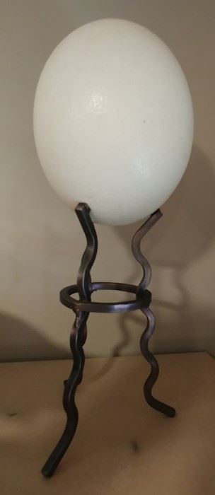 50% OFF TODAY! Ostrich Egg with Metal Stand 5" by 12.5" Asking $79.00