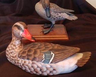 50% OFF TODAY! Hand Carved and Painted Wood Ducks no Signature 10" by 5.5" by 4", 10" by 6.5" by 6" Asking $299.00 for the pair