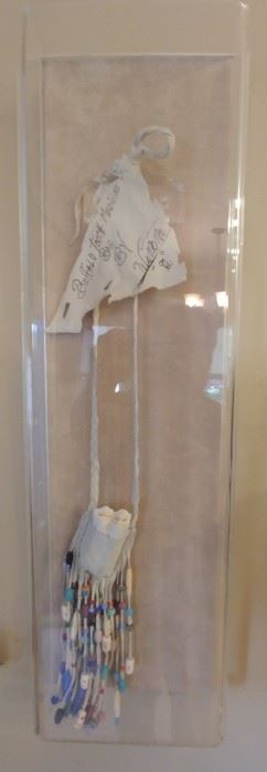 50% OFF TODAY! Buffalo Tooth Medicine Bag Leather by Winona 1992 in Plexiglass Display 6.5" by 22.5" by 3.25" Asking $275.00