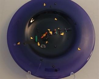 50% OFF TODAY! Chihuly Style Blue Glass Plate Sculpture 20" Asking $599.00