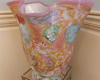 50% OFF TODAY! Chihuly Style Glass Sculpture Pink and MultiColors 17" by 16" by 11' Asking $499.00