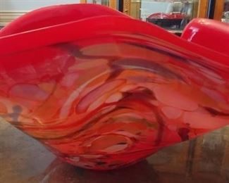 50% OFF TODAY! Chihuly Style Glass Sculpture Red and Multicolors 22" by 20" by 10" Asking $325.00